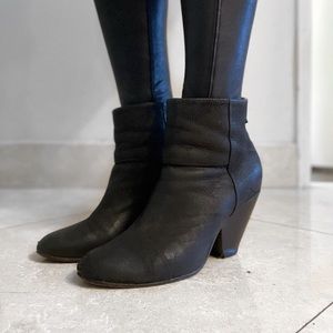 Rag & Bone Black Leather Booties - Size 8